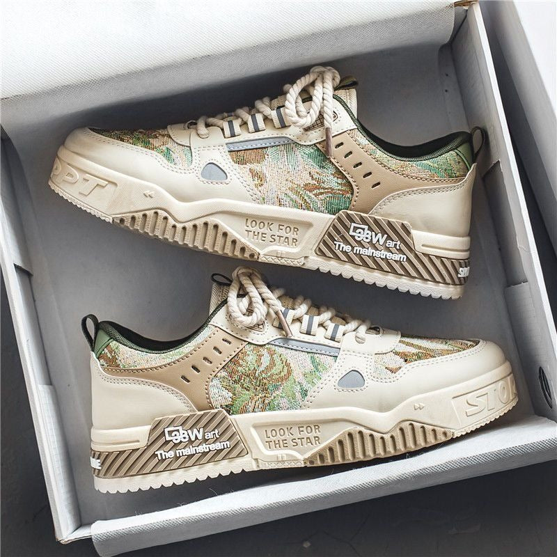 Ademende bedrukte canvas trendy en veelzijdige heren sneakers