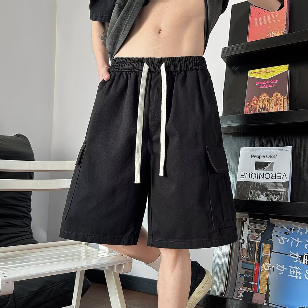 Thin loose five quarter casual washed cotton shorts