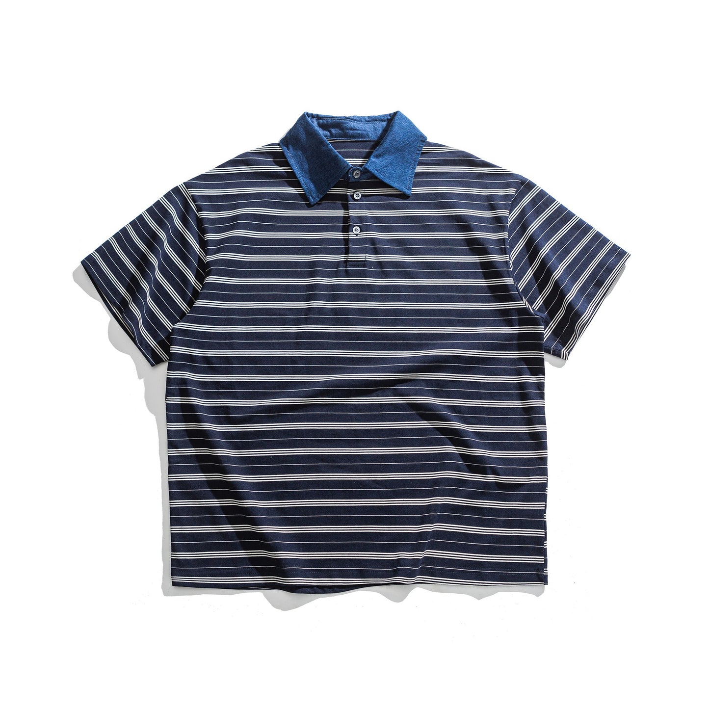Polo Shirt Men's Trendy Loose Color-Blocked Turn-Down Collar Short Sleeve T-Shirt