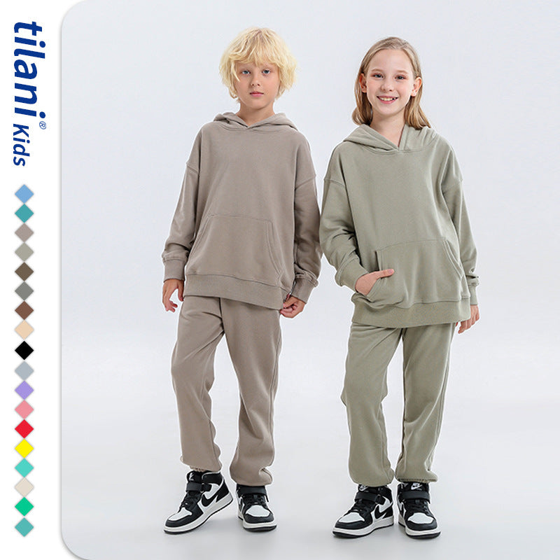 Kinder effen katoenen joggingpak unisex