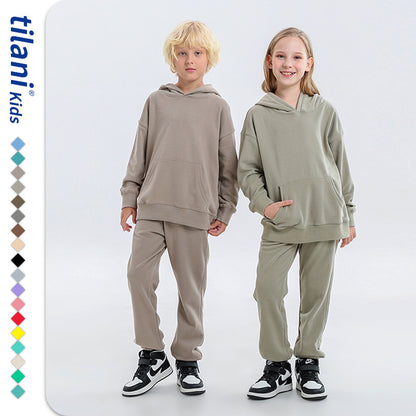 Kinder effen katoenen joggingpak unisex