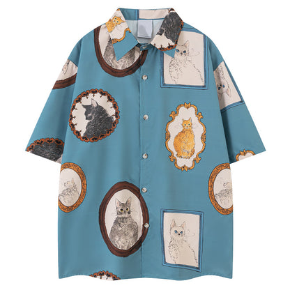 Short Sleeve Shirt Summer Lazy Style Casual Loose Drape Shirt