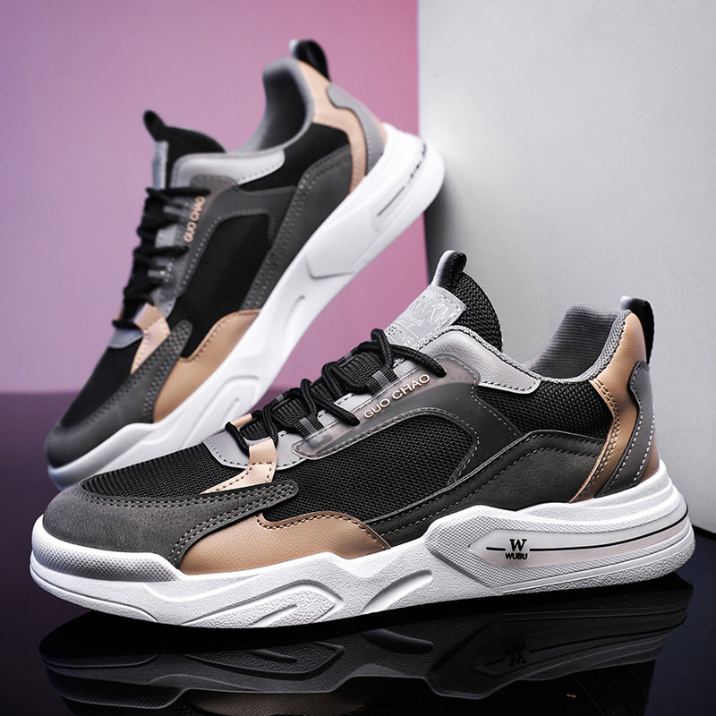 Trendy heren sneakers met ronde neus van ademende mesh