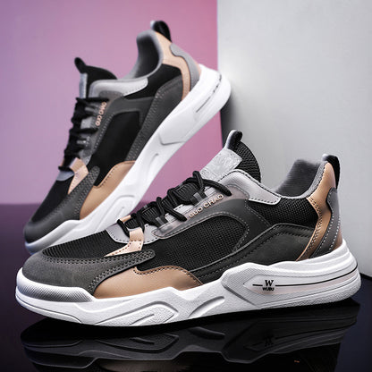 Trendy heren sneakers met ronde neus van ademende mesh
