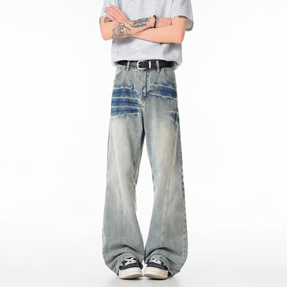 Cleanfit Light Blue Lightning Pattern Denim Pants