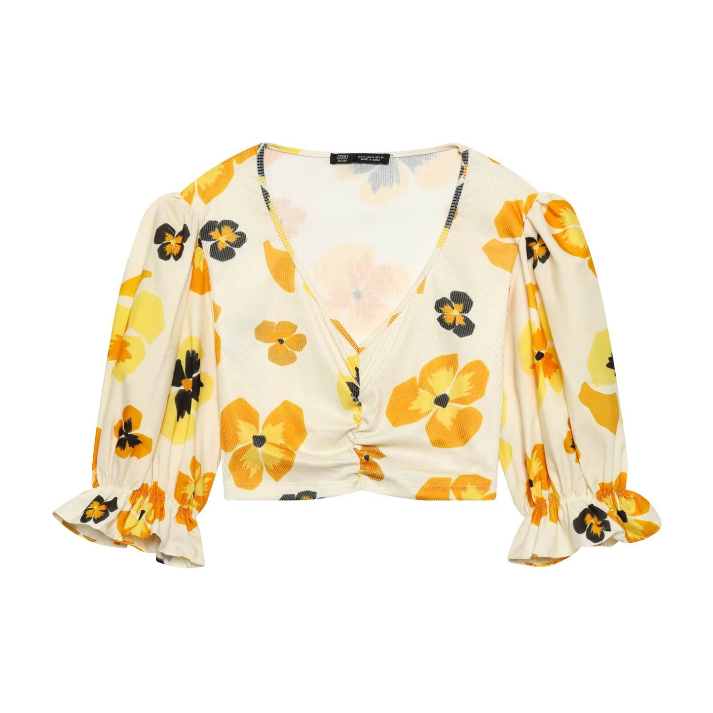 Sweet and spicy fluffy printed patchwork short top