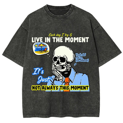 Hot Selling Summer Hip Hop Street Trend Skull Print T-Shirt Summer Cotton Washed Vintage Aged Short Sleeve