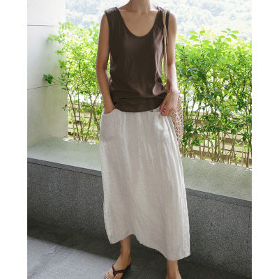 Linnen maxi-rok met broek en grote split