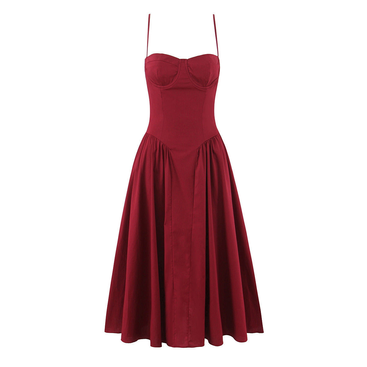 Christmas red three-dimensional steel ring pleated dress