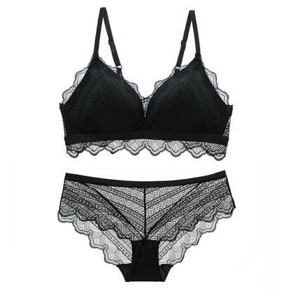 Bra Set Ultra thin Cotton Women bra and panty Lingerie Sexy Embroidery Lace Underwear Sets White