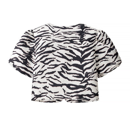 Animal print top+short skirt set