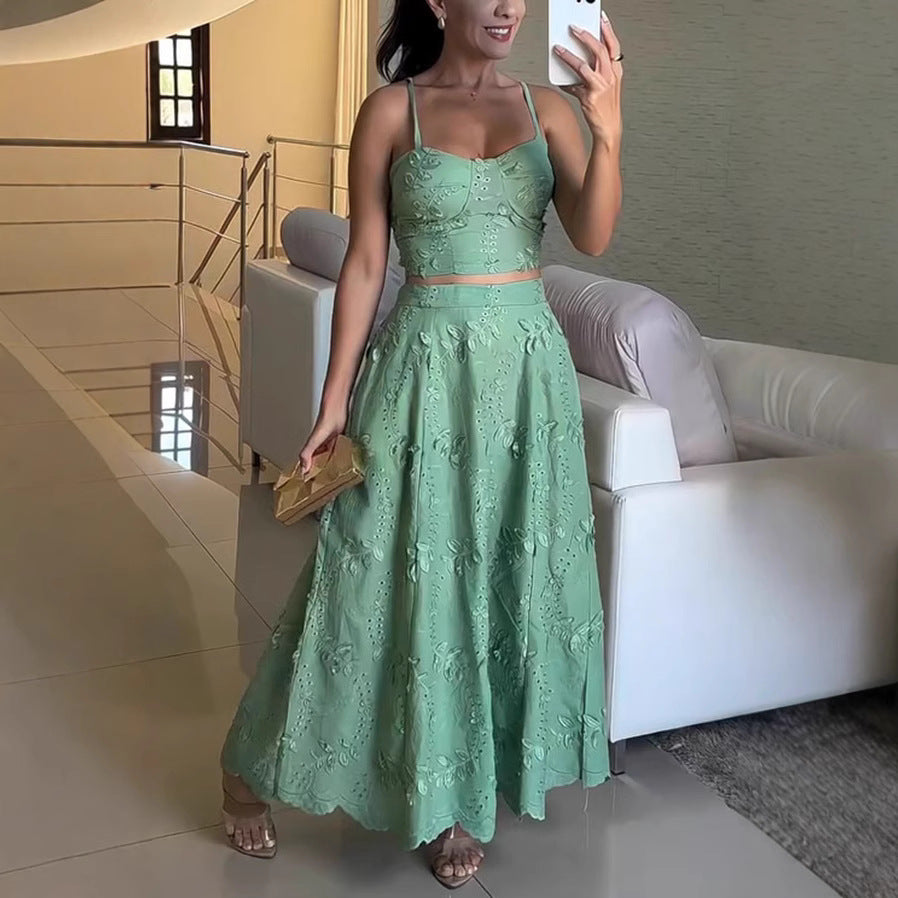 Strap top lace suit