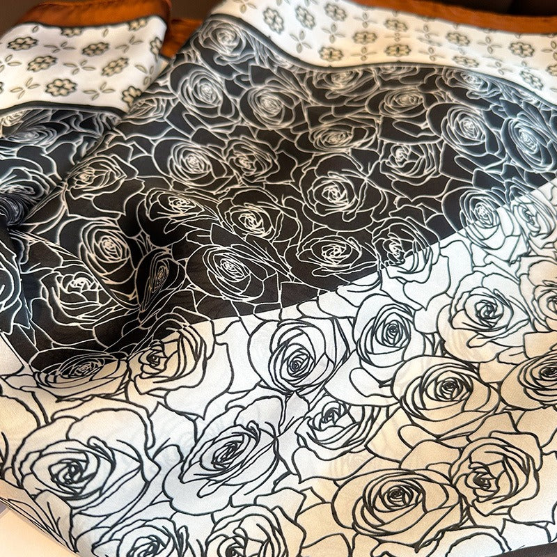 Cashew flower fashion simulation silk small square scarf for women's autumn and winter warmth