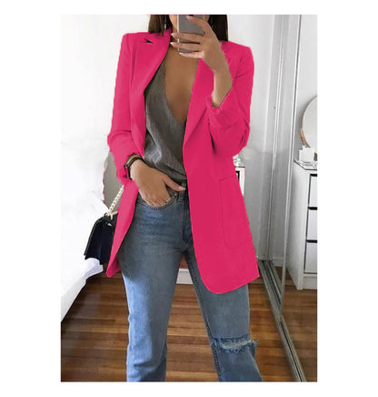 European and American fashion collar slim fit cardigan temperament suit jacket for women