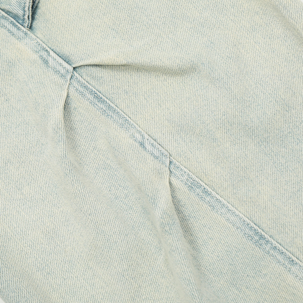 Old washed denim cargo jeans