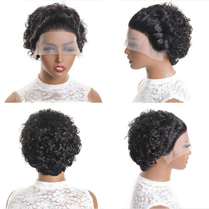 Korte pixie-stijl lace wig gemaakt van echt mensenhaar