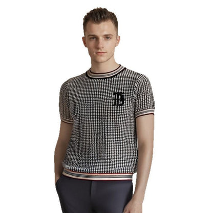 Short sleeved knitted summer houndstooth clothing