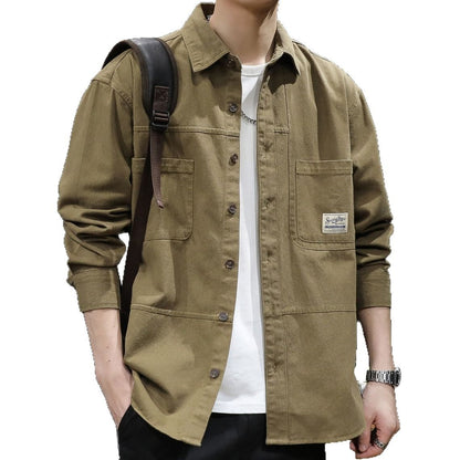 Workwear shirt long sleeved men's shirt casual jacket men