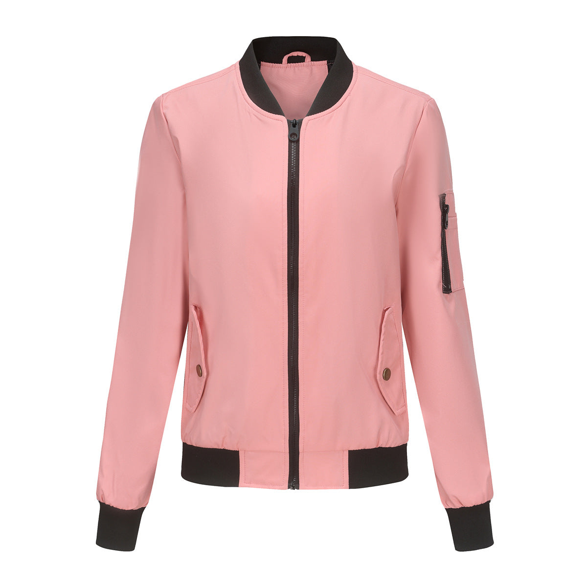 Stand up collar long sleeved loose jacket