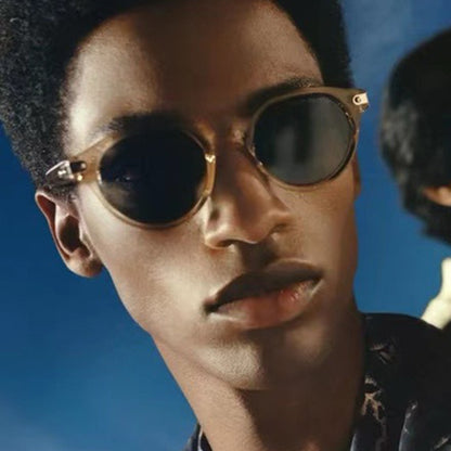 Retro round frame sunglasses for men, new ins sunscreen street photography, personalized and fashionable sunglasses