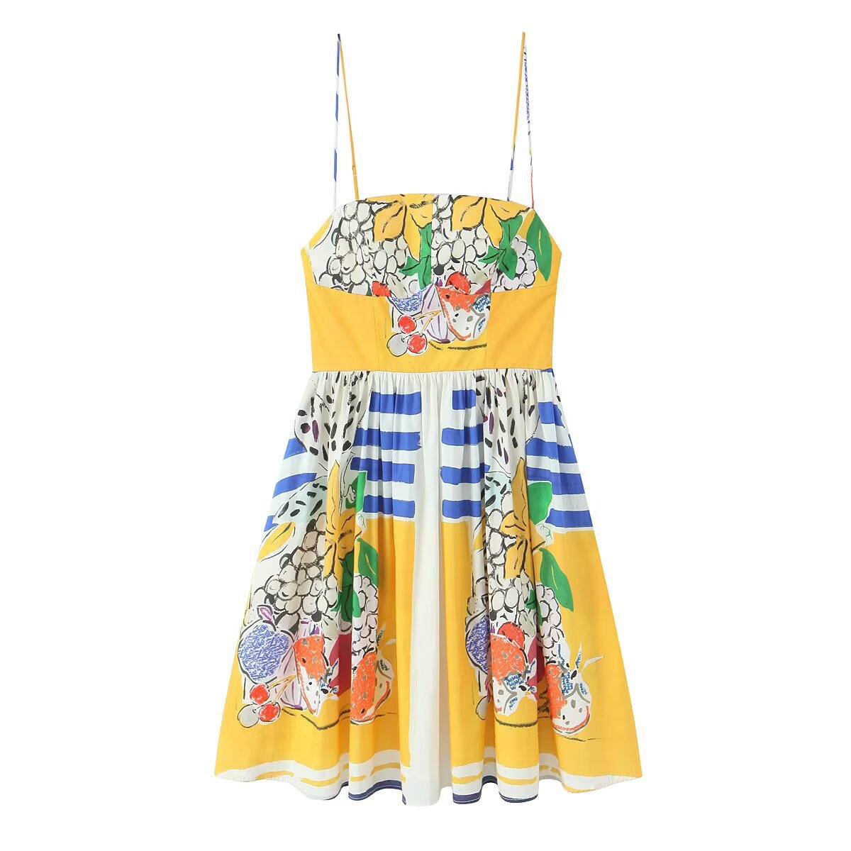 Zomerse met fruitprint klassieke en veelzijdige chiffonjurk