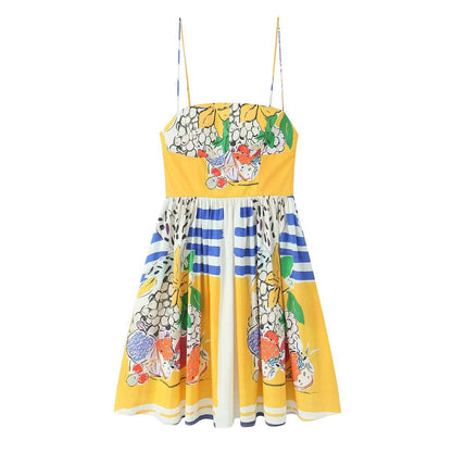 Zomerse met fruitprint klassieke en veelzijdige chiffonjurk