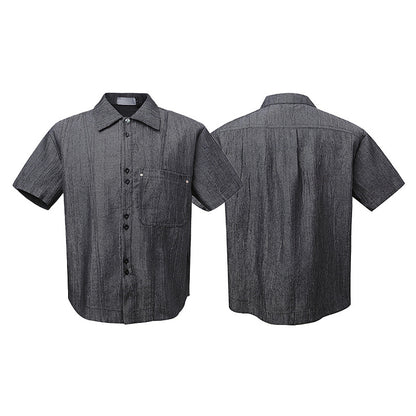 Polo Collar Short Sleeve Shirt Summer Loose Collar Shirt Men
