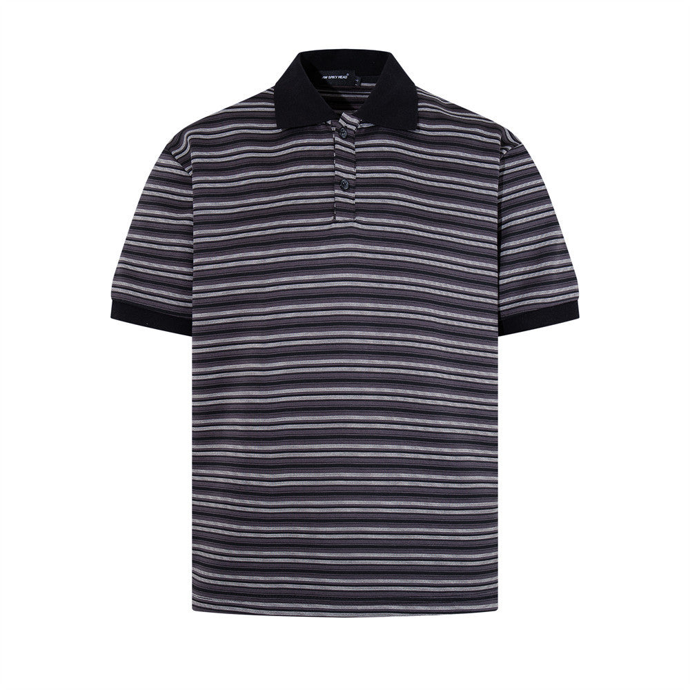 Striped short sleeved polo shirt