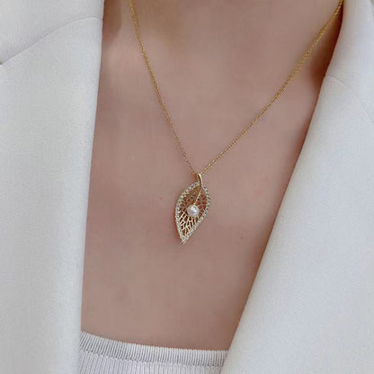 Hoogwaardige blad-parelketting voor dames