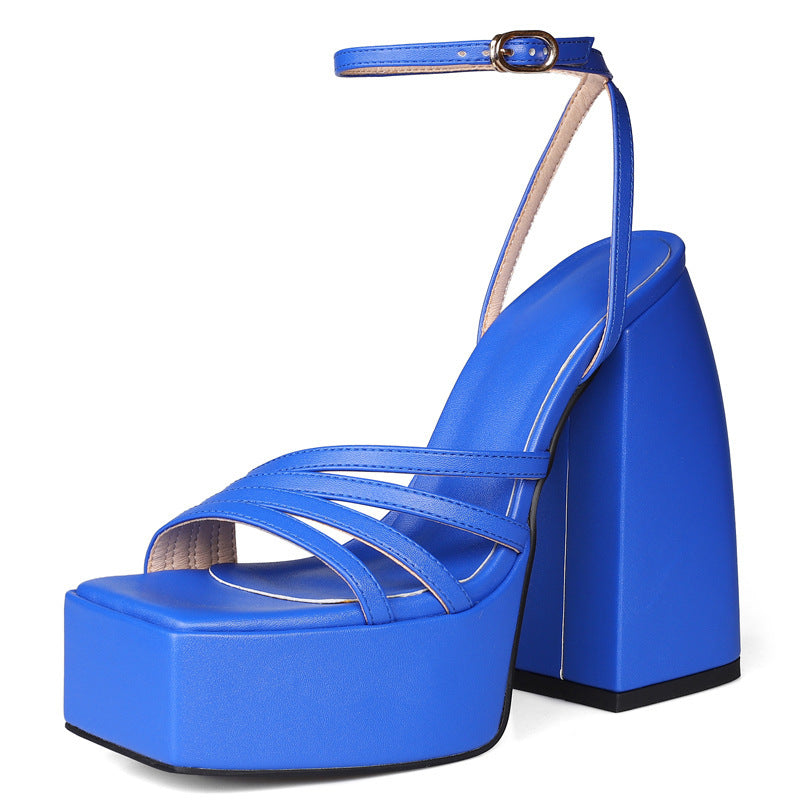 Summer Chunky High Heel Open Toe Sandals For Women Plus Size 40-46