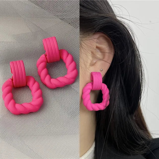 Boho Women's Acrylic Hoop Earrings New Fashion Geometric Twist Dangle Earrings  Trend Female Jewelry Gifts