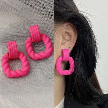 Boho Women's Acrylic Hoop Earrings New Fashion Geometric Twist Dangle Earrings  Trend Female Jewelry Gifts