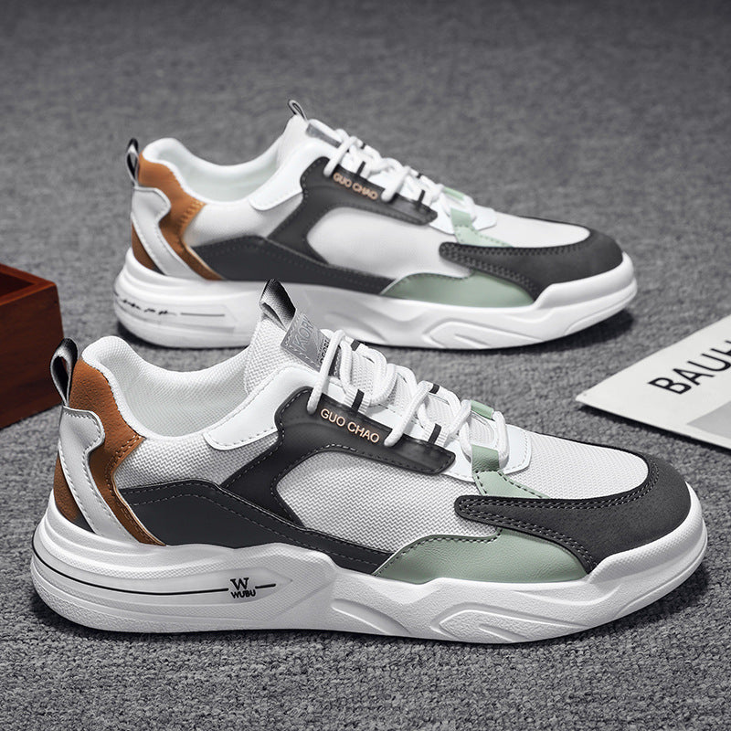 Trendy heren sneakers met ronde neus van ademende mesh