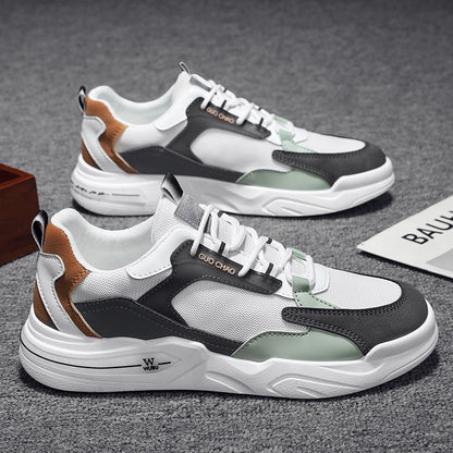 Trendy heren sneakers met ronde neus van ademende mesh