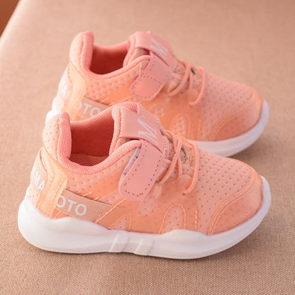 Autumn new fashionable net breathable pink leisure sports running shoes for girls white shoes for boys brand kids shoes