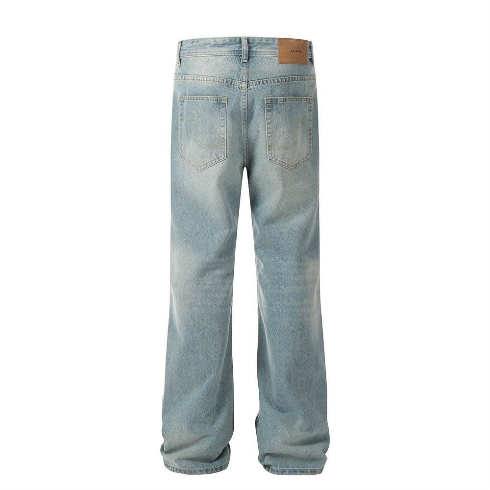Washed denim pants
