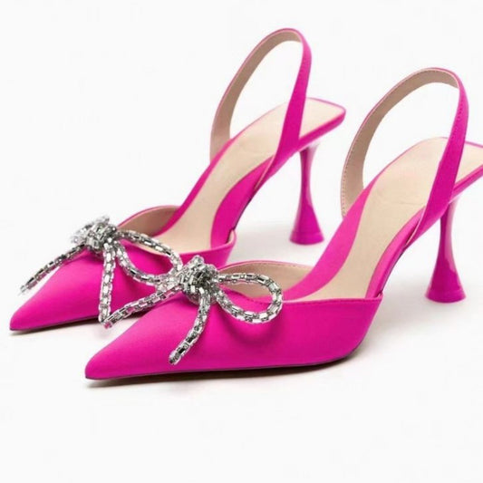 Hoge hakken met strik vlinderdesign en strasssteentjes voor dames