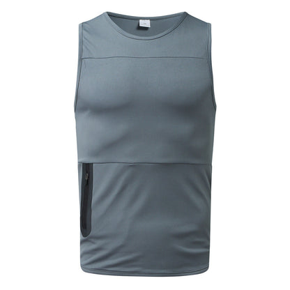 Men Tank Top With zip pocket Soild Vest Summer Sport Sleeveless Shirt Vest Bodybuilding Man Fitness Gym Clothing ropa hombre