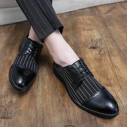 Britse stijl gestreepte ademende nette leren schoenen