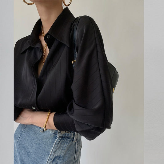 Hoogwaardige retro gestreepte overhemd