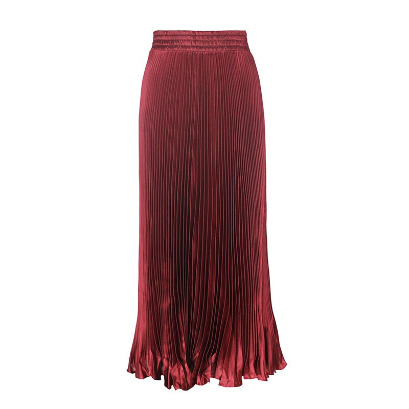 Glossy pleated skirt long accordion skirt long skirt skirt
