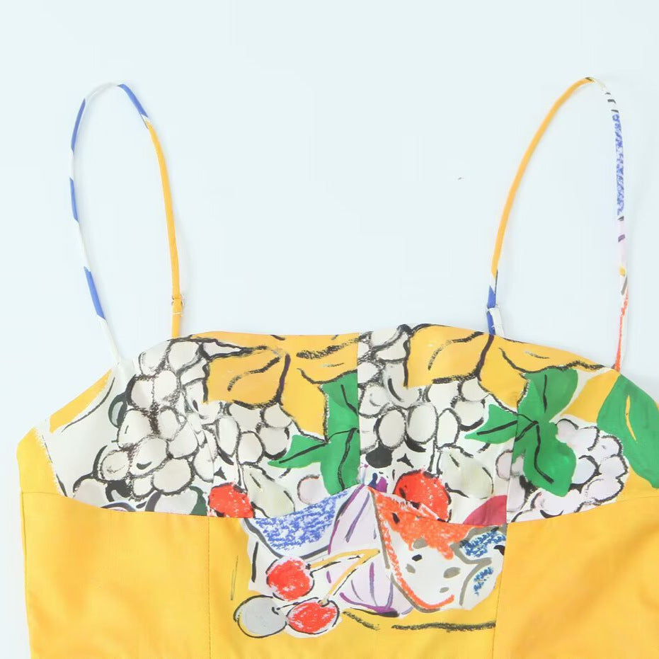Zomerse met fruitprint klassieke en veelzijdige chiffonjurk