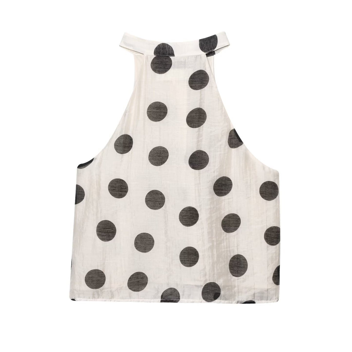 Polka neck top+casual shorts set for women