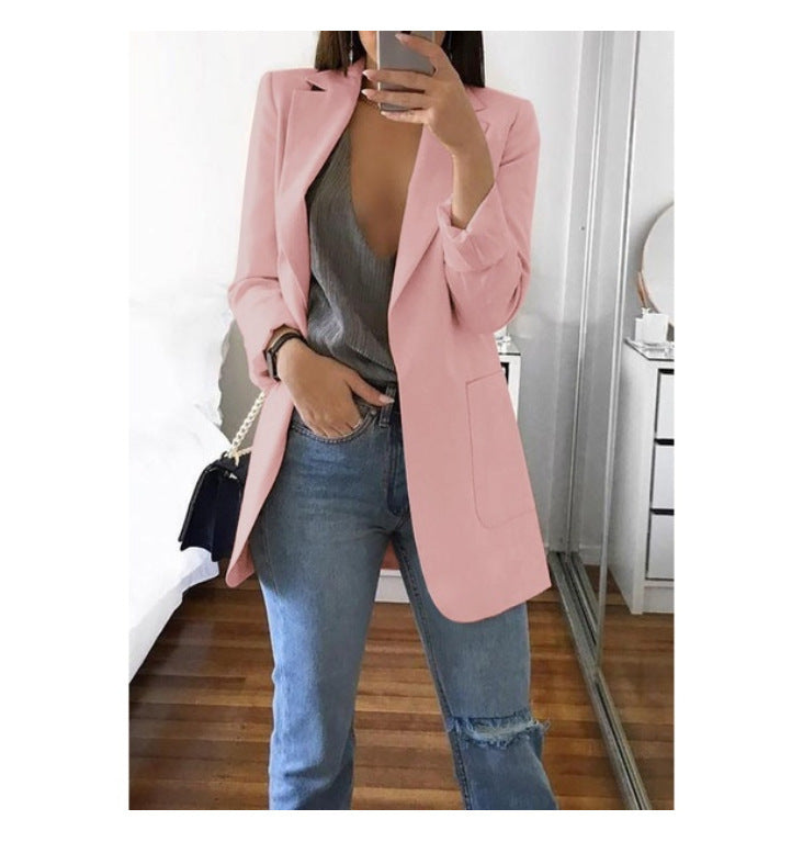 European and American fashion collar slim fit cardigan temperament suit jacket for women