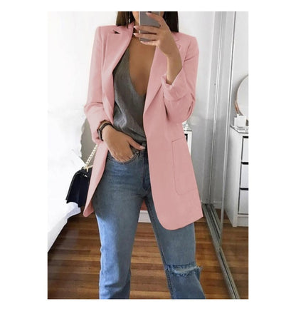 European and American fashion collar slim fit cardigan temperament suit jacket for women