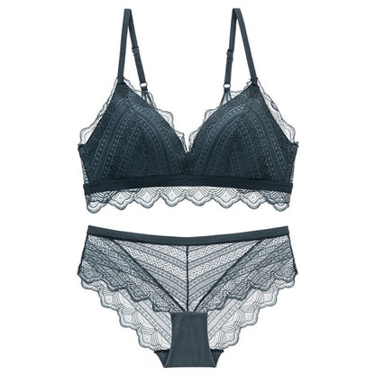 Bra Set Ultra thin Cotton Women bra and panty Lingerie Sexy Embroidery Lace Underwear Sets White