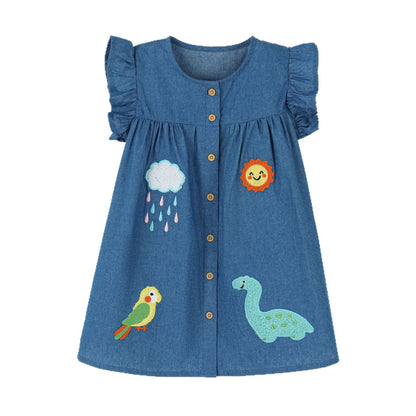 Dress for Kids with Cartoon Applique