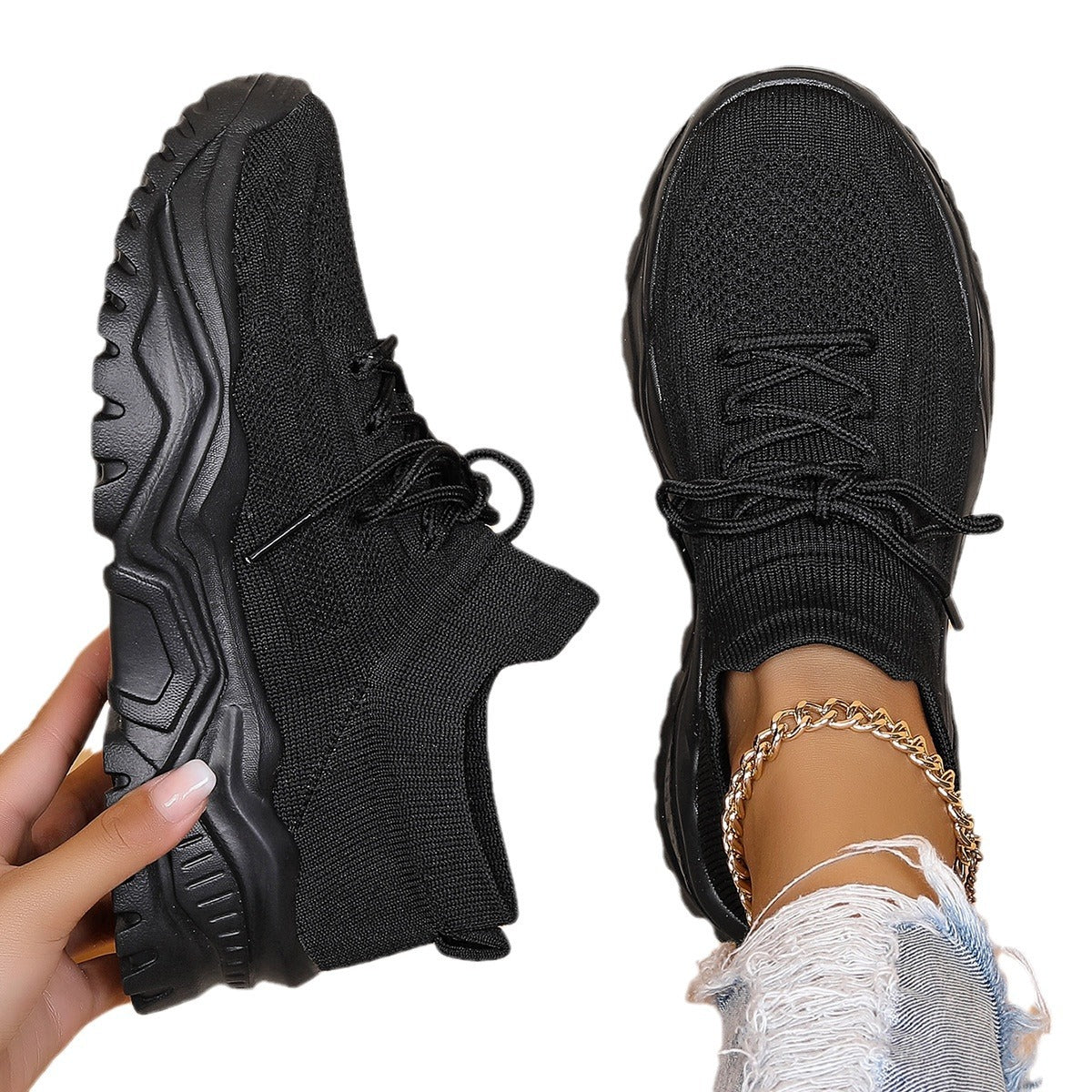Ademende geweven sokkensneakers voor dames