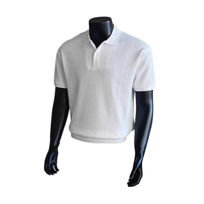 Polo Shirt Men's Short Sleeve Henley Collar Embossed T-Shirt