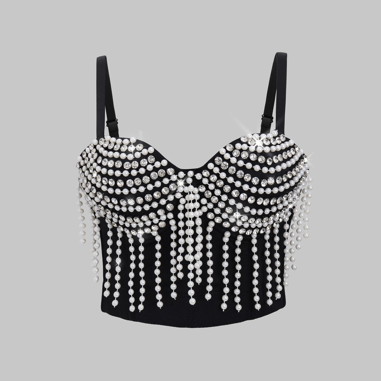 Sexy Bustier  Creative Pearl Chain Tassel Design